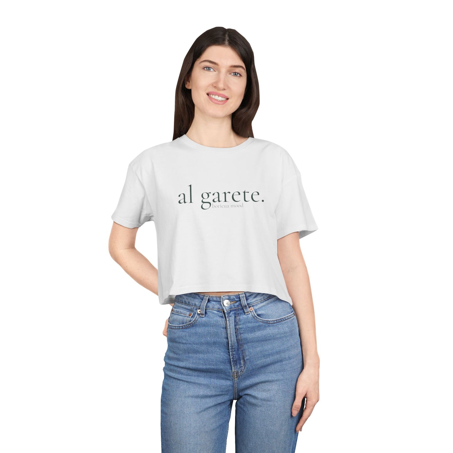Al Garete Crop Tee — Minimal Spanish Phrase Women's Cropped T‑Shirt