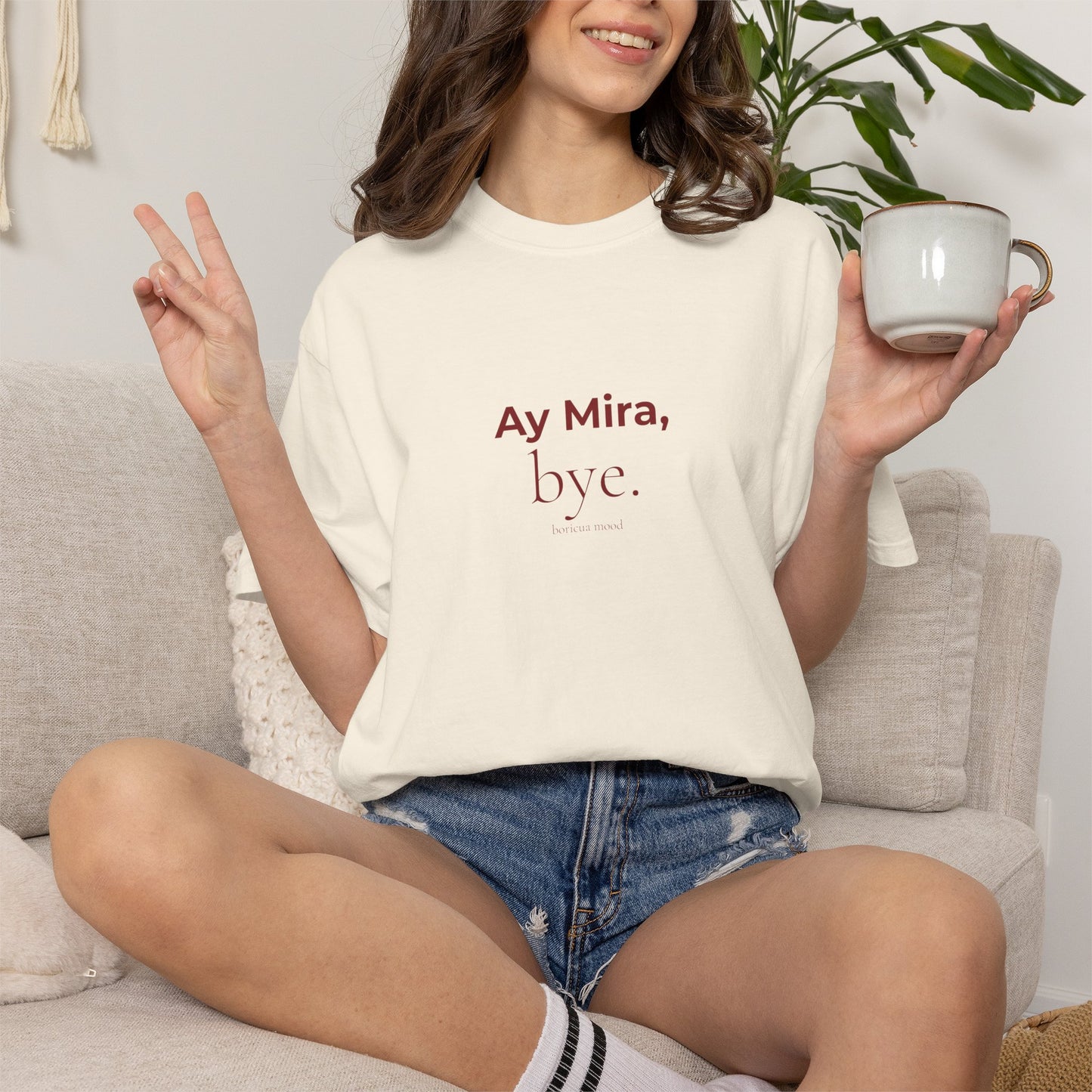 Ay Mira Bye Shirt — Boricua Mood Tee, Latina Humor Shirt, Puerto Rico Gift, Comfort Colors Ivory
