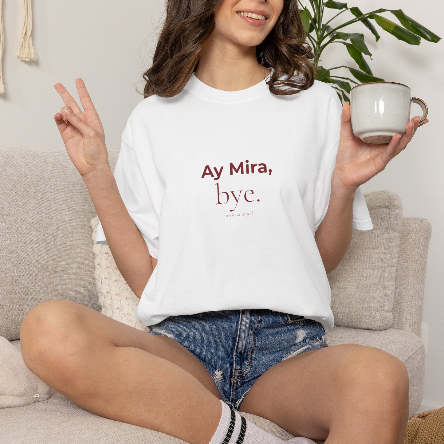 Ay Mira Bye Shirt — Boricua Mood Tee, Latina Humor Shirt, Puerto Rico Gift, Comfort Colors Ivory