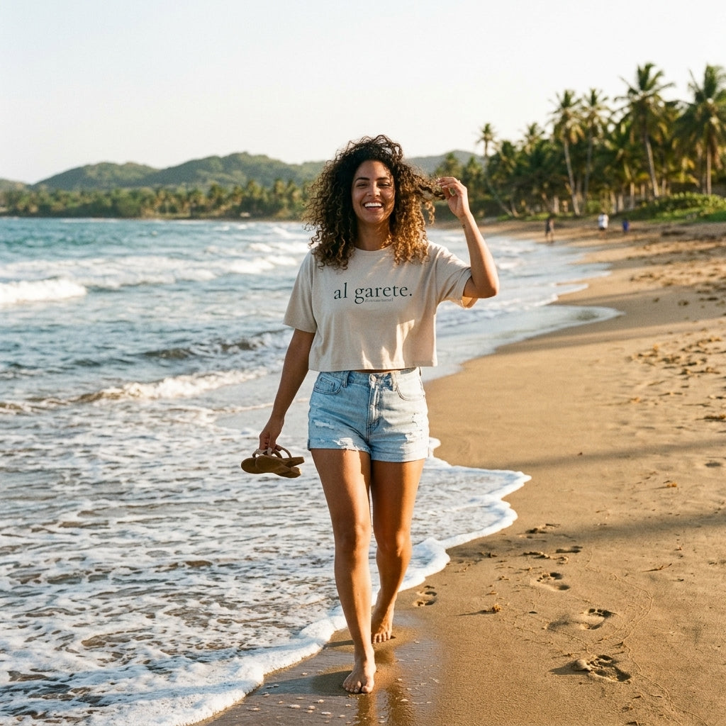 Al Garete Crop Tee — Minimal Spanish Phrase Women's Cropped T‑Shirt